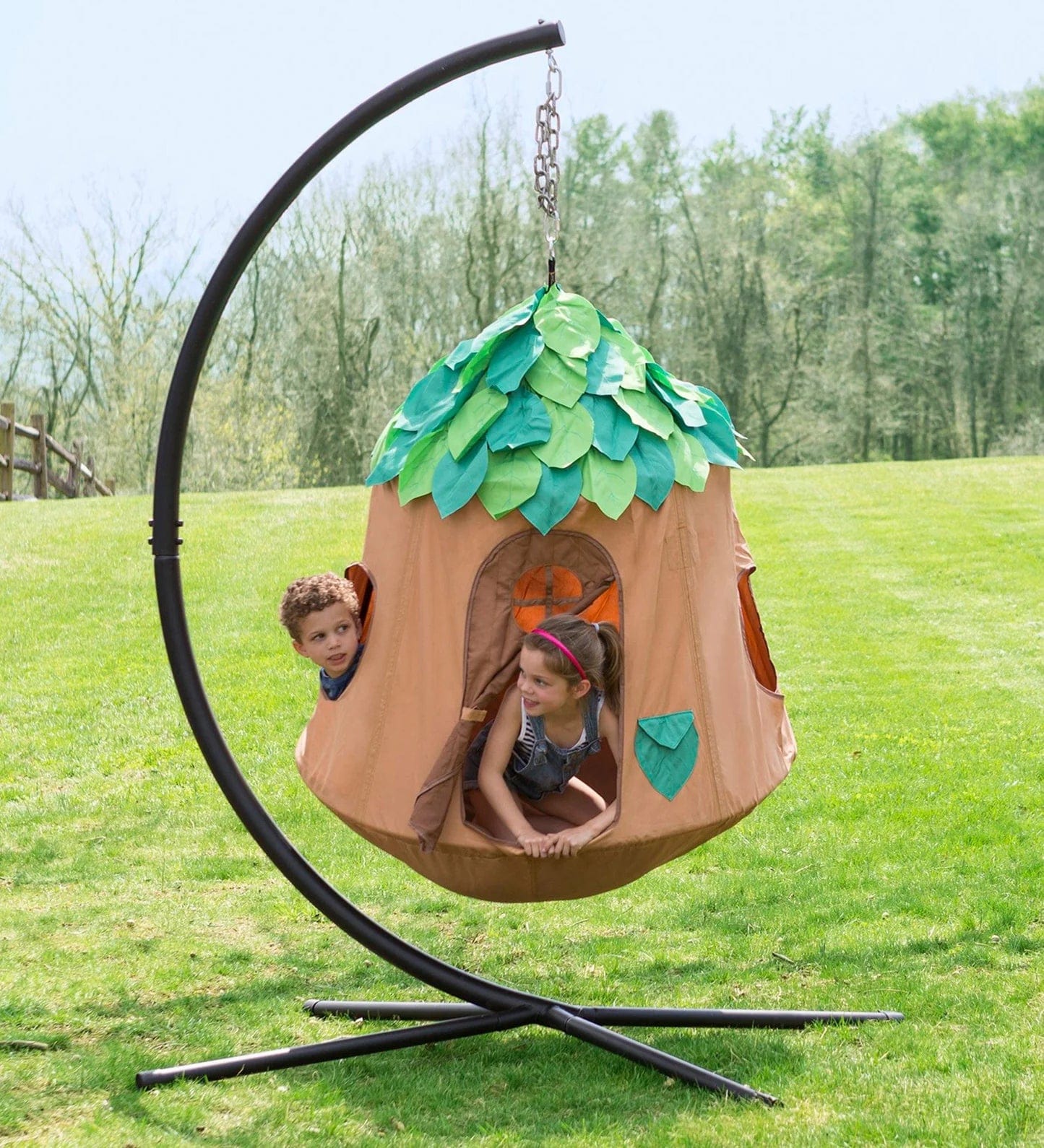 Hearthsong HugglePod Woodland Hanging Tent WITH Crescent Stand and lights