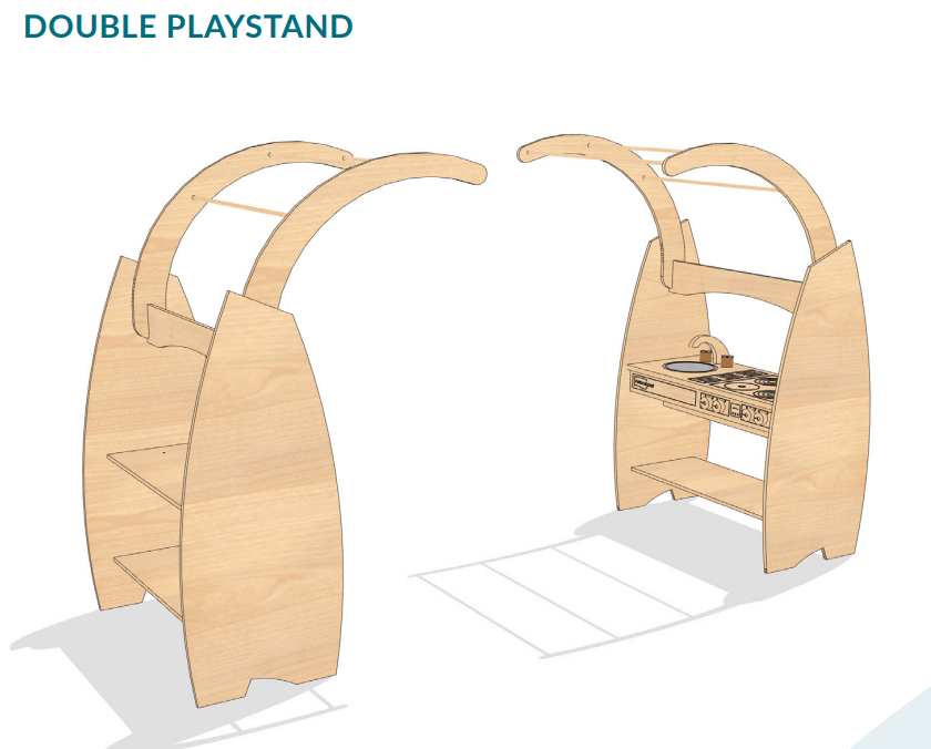 Natural Pod Double Playstand with Portable Chefs Kitchen