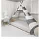 Canopy Bed Tent in Grey and White Stripe without Door