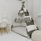 Canopy Bed Tent in Grey and White Stripe without Door