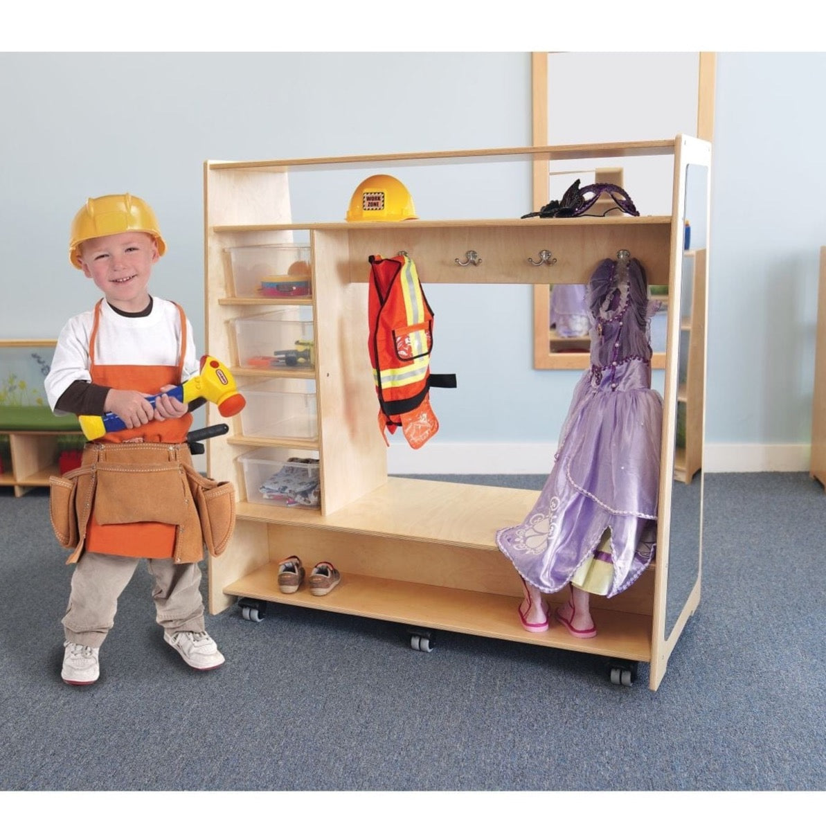 Mobile Dress-Up Center With Trays & Mirror